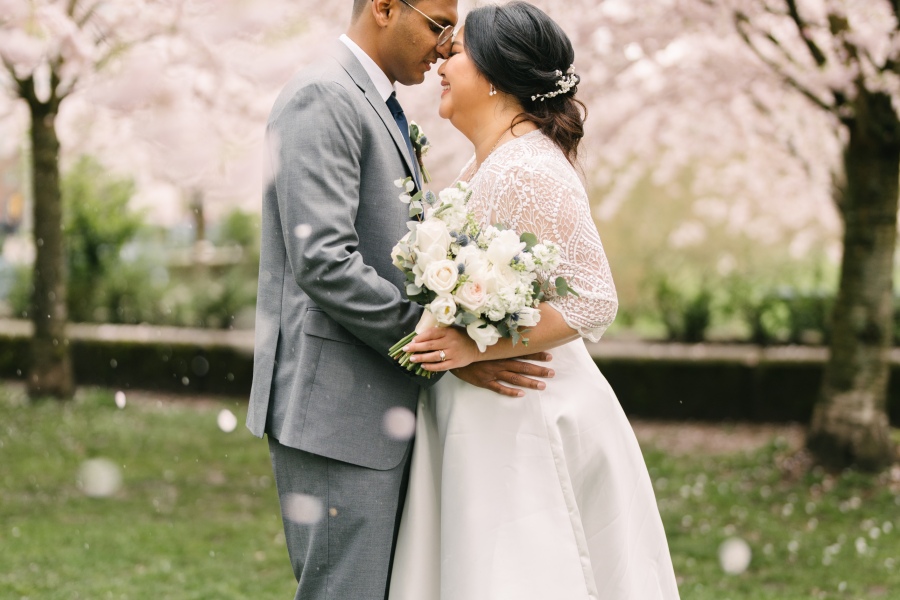 Vancouver Cherry Blossom Wedding Portraits